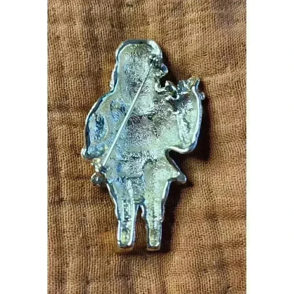 Vintage AJC Large Satin Gold Santa Claus Brooch Sack Christmas Toys Christmas